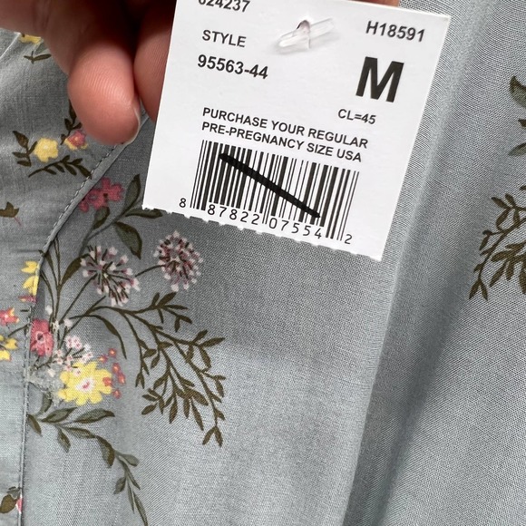 Motherhood Maternity Short Sleeve Romper Floral Fabric Tie Belt Pleated Medium - Picture 10 of 12